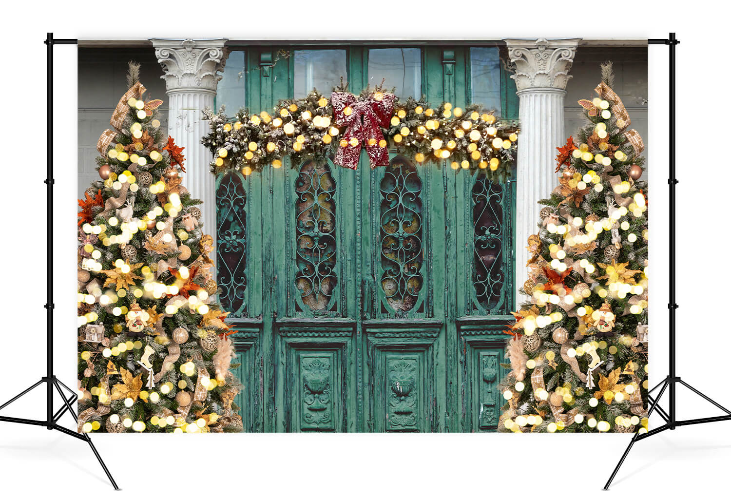 Vintage Tür Weihnachtsbaum Fotografie Hintergrund D904