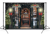 Verschneite-Winter-Weihnachtsgeschäftstür-Hintergrund-D928