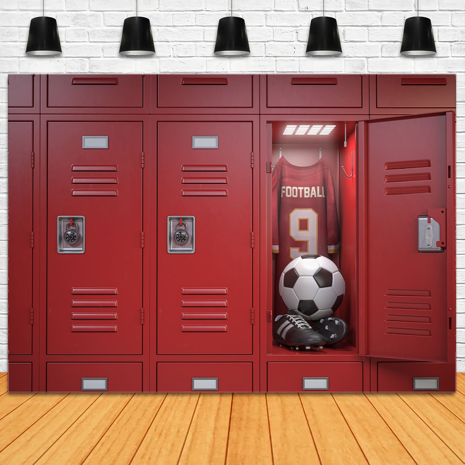 Schule Garderobe Schließfach Fußball Backdrop DBD7-26