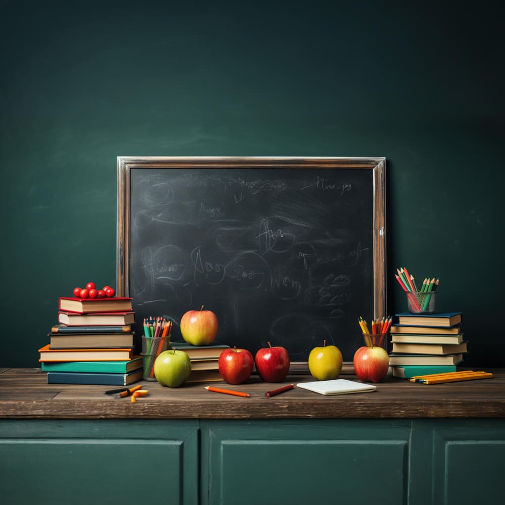 Back to School Blackboard Bücher Äpfel Backdrop DBD7-28