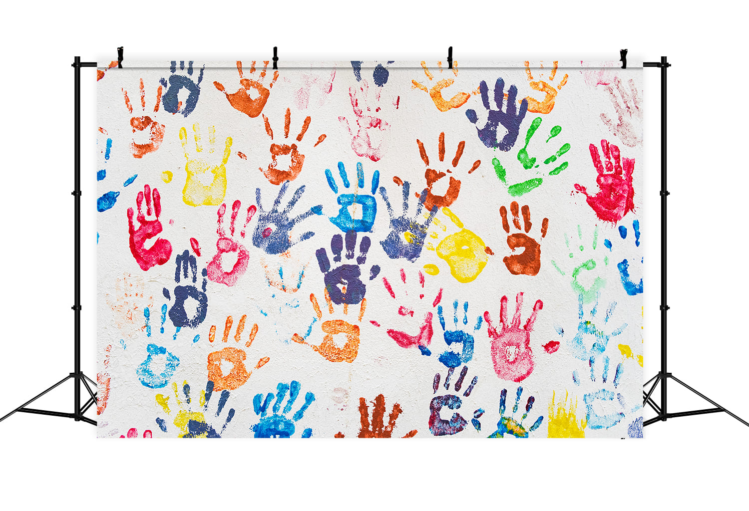 Bunte Handabdrücke Back to School Backdrop DBD7-43