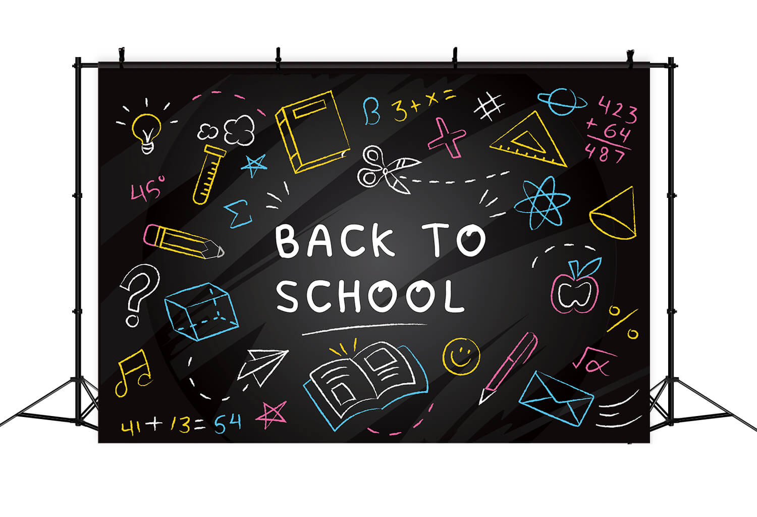 Handkreidezeichnungen Back to School Backdrop DBD7-61