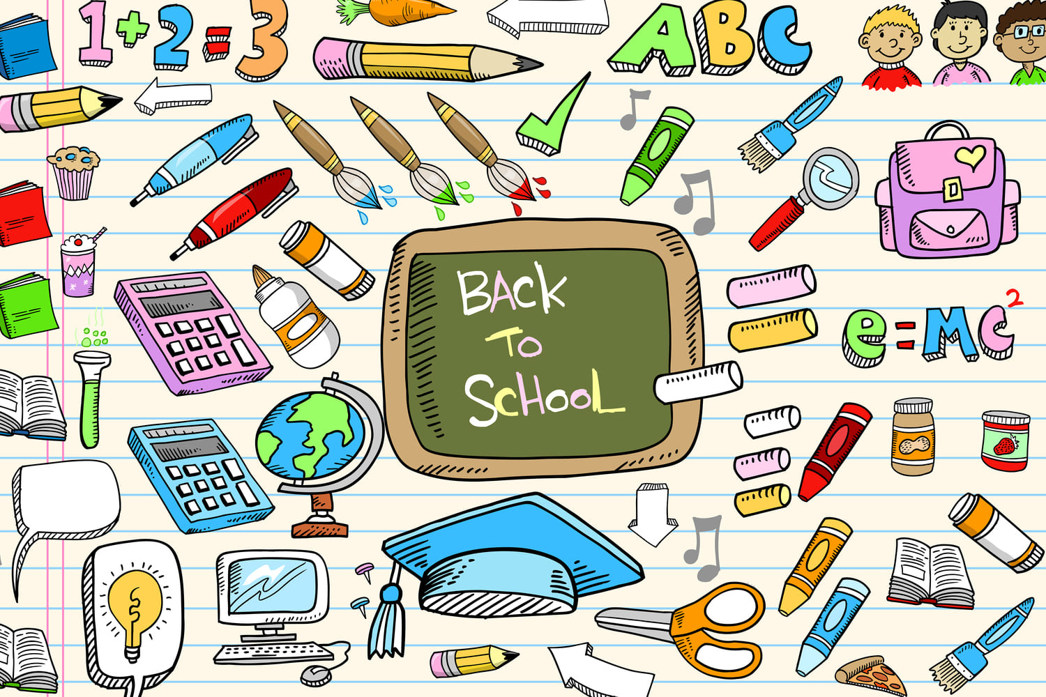 Back to School Doodles Fotohintergrund DBD7-78