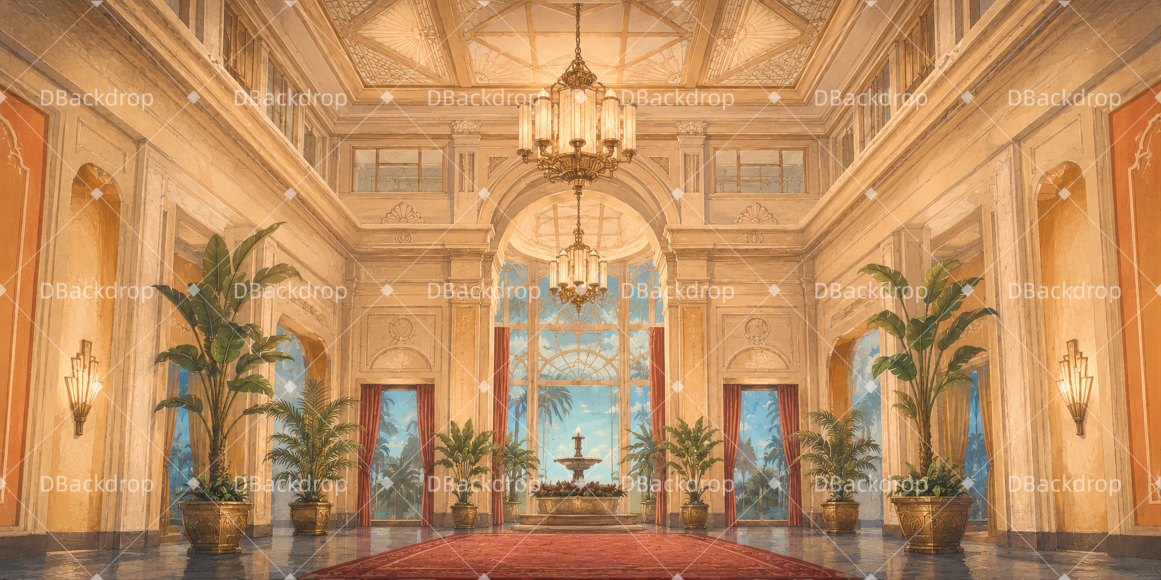 Elegante Hotellobby Bühnenbild für Theater und Musical DLS65-T12