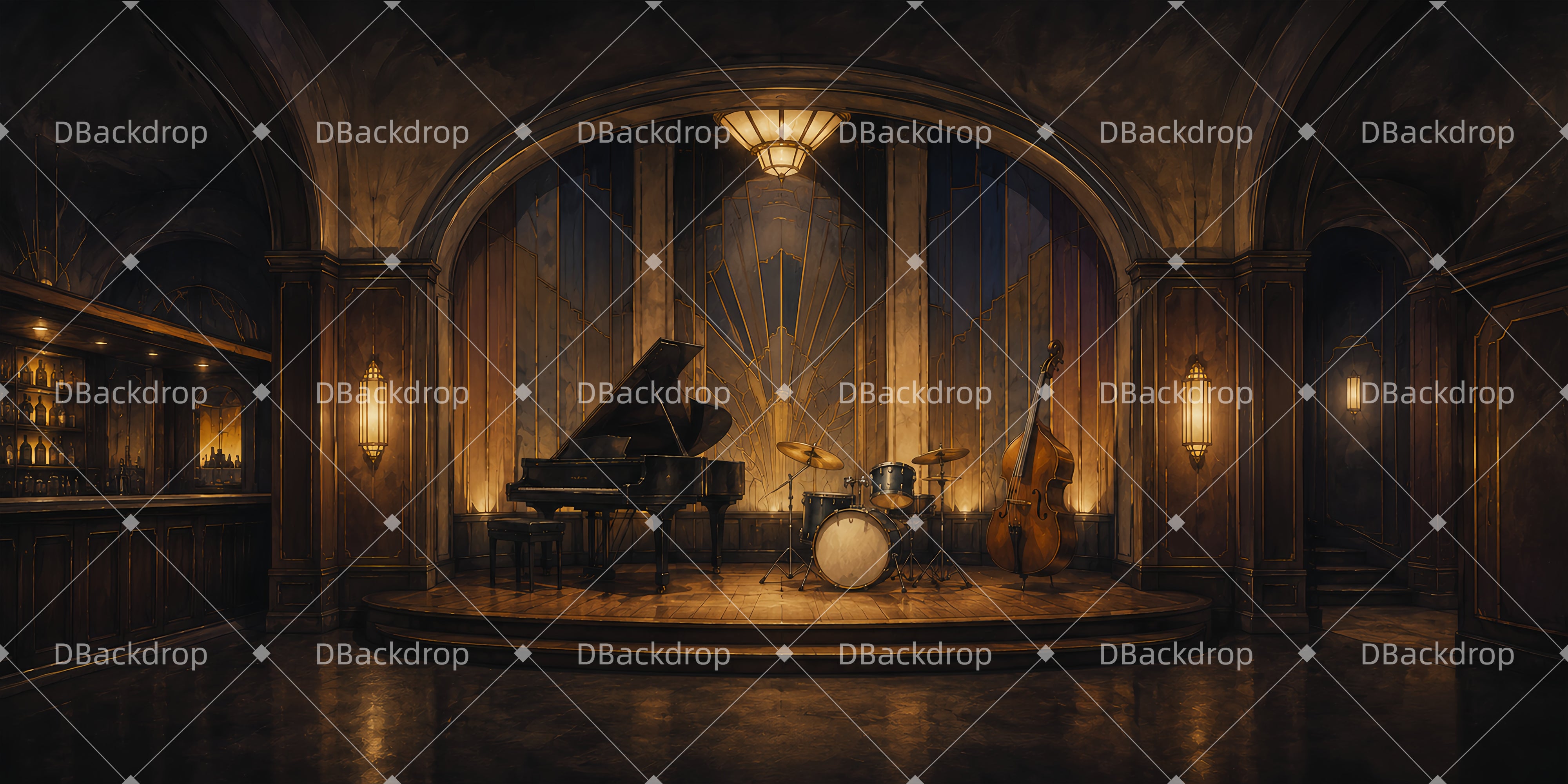 Speakeasy Jazzclub Bühnenhintergrund für Musicalaufführungen DLS65-T17