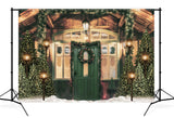 Weihnachtsbäume Süße Hauslampen Dekoration Hintergrund für Fotografie G-1435