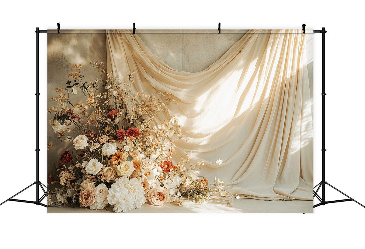 Muttertag Fotohintergrund Rustikaler goldener Sonnenuntergang Blumenhintergrund GQ2-105