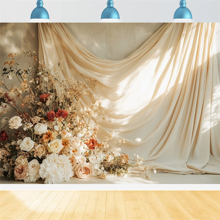 Muttertag Fotohintergrund Rustikaler goldener Sonnenuntergang Blumenhintergrund GQ2-105