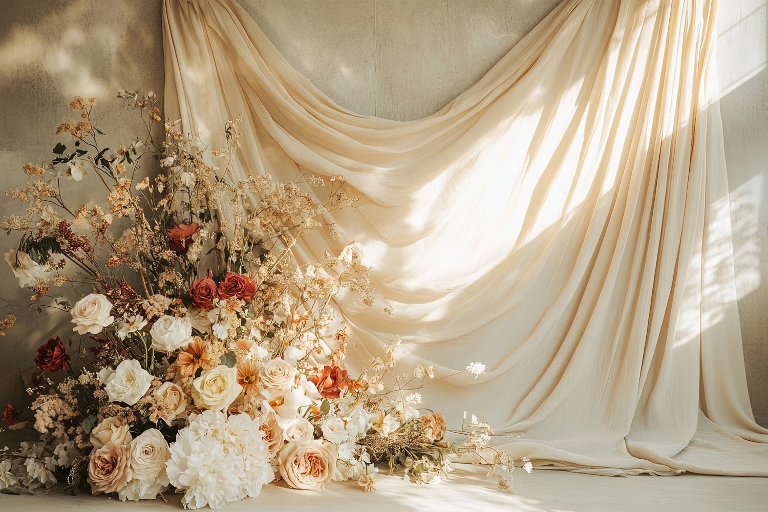 Muttertag Fotohintergrund Rustikaler goldener Sonnenuntergang Blumenhintergrund GQ2-105