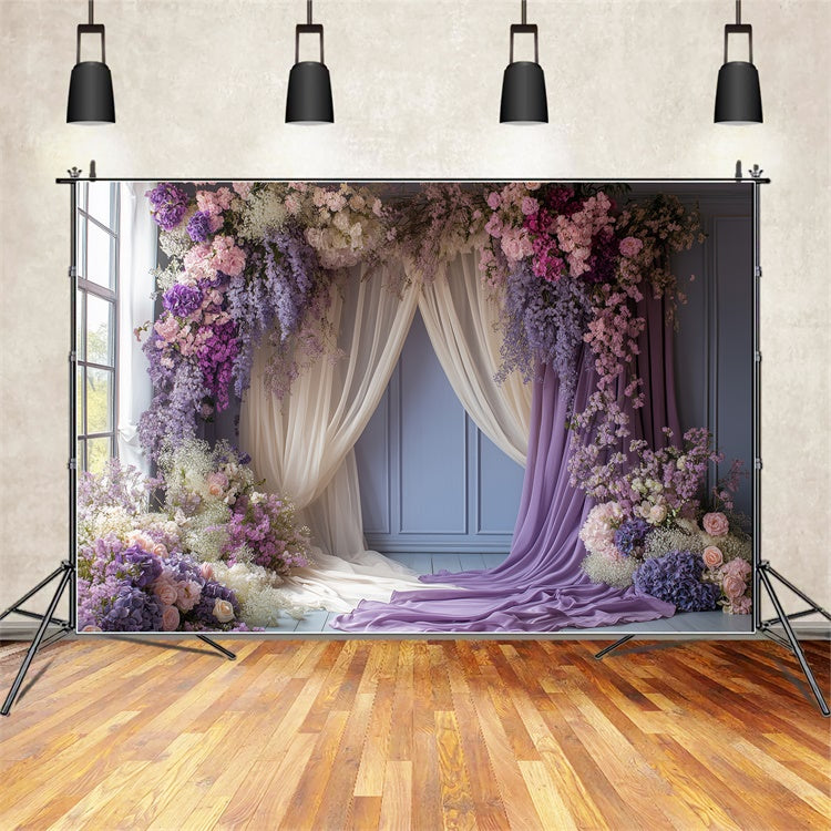 Hintergrund für Muttertag Lavendel Floral Bogen Hintergrund GQ2-116