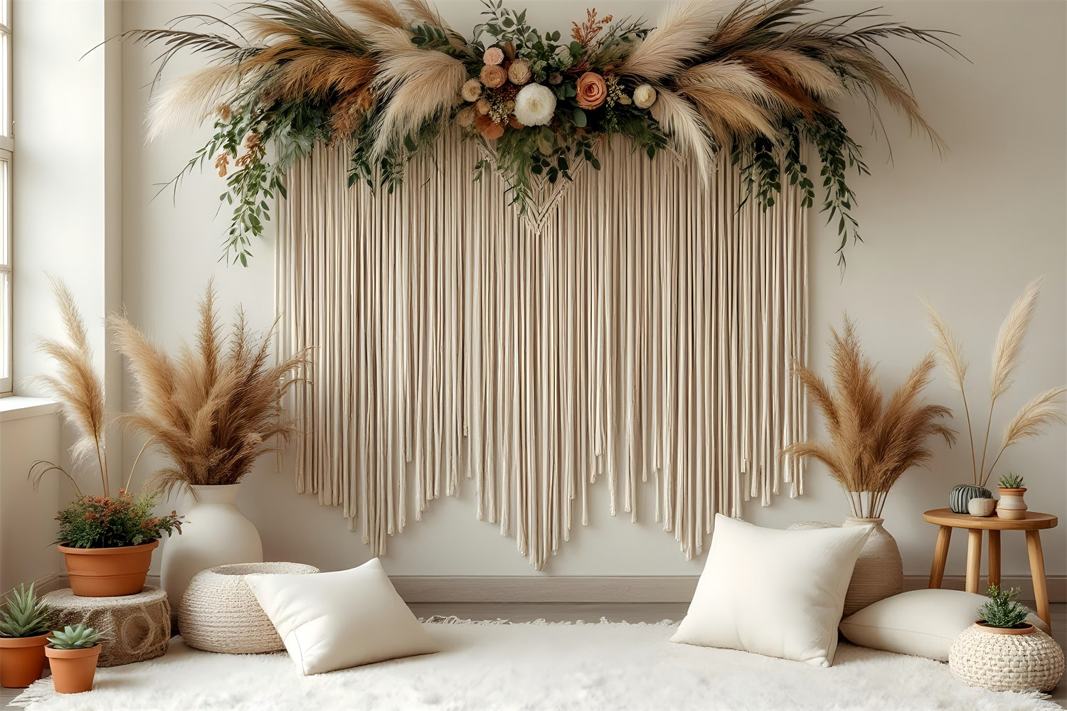 Muttertags-Hintergrundkulissen Elegant Floral Rustikal Pampas-Hintergrundkulisse GQ2-126