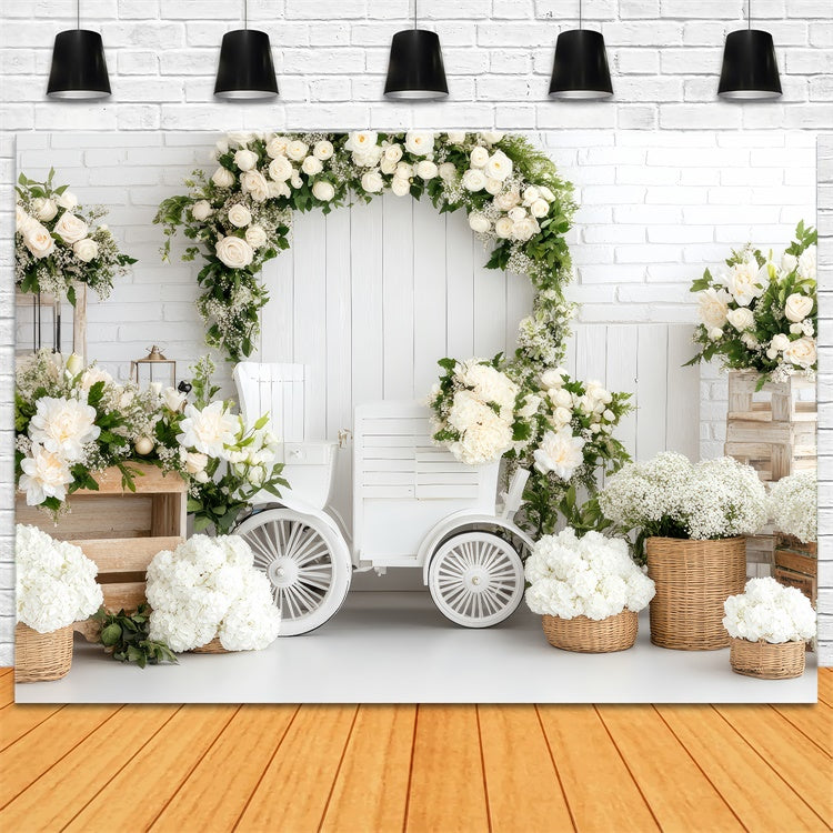 Happy Mother's Day Backdrop Frische weiße Rose Arch Backdrop GQ2-129