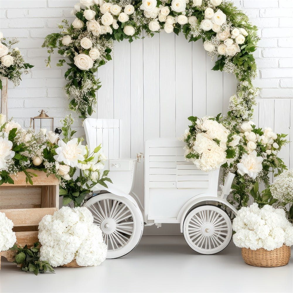 Happy Mother's Day Backdrop Frische weiße Rose Arch Backdrop GQ2-129
