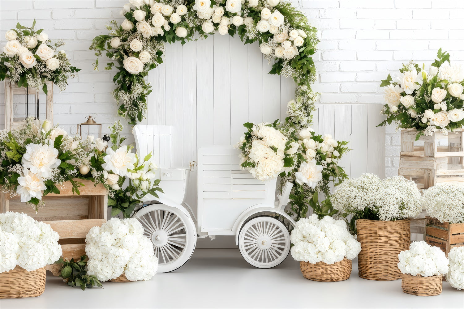 Happy Mother's Day Backdrop Frische weiße Rose Arch Backdrop GQ2-129