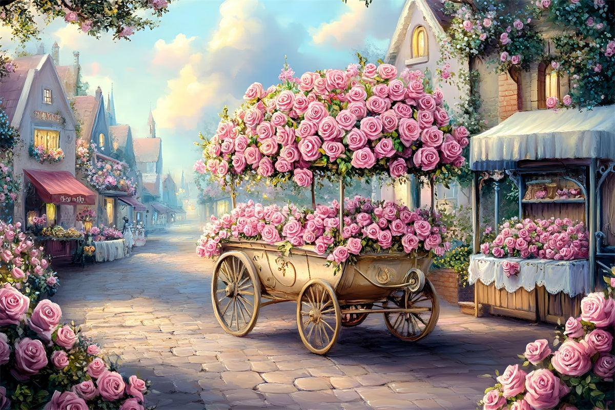 Muttertag Backdrop Ideen Rose Cart Enchanted Street Backdrop GQ2-203
