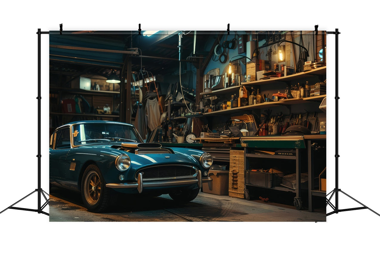 Backdrops für den Vatertag Oldtimer Garage Hintergrund GQ2-222