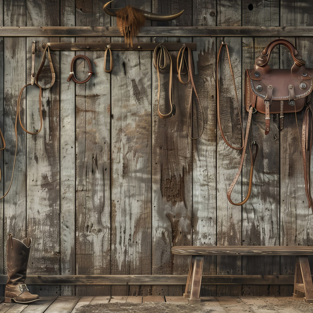 Vatertags-Hintergrund Cowboy-Ausrüstung Holz-Wandhintergrund GQ2-227