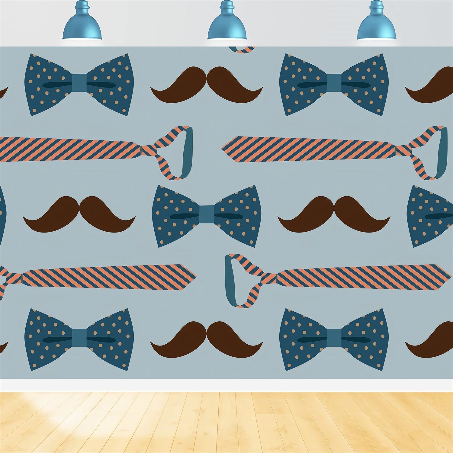 Happy Father's Day Backdrop Blauer Schnurrbart Krawatte Backdrop GQ2-237