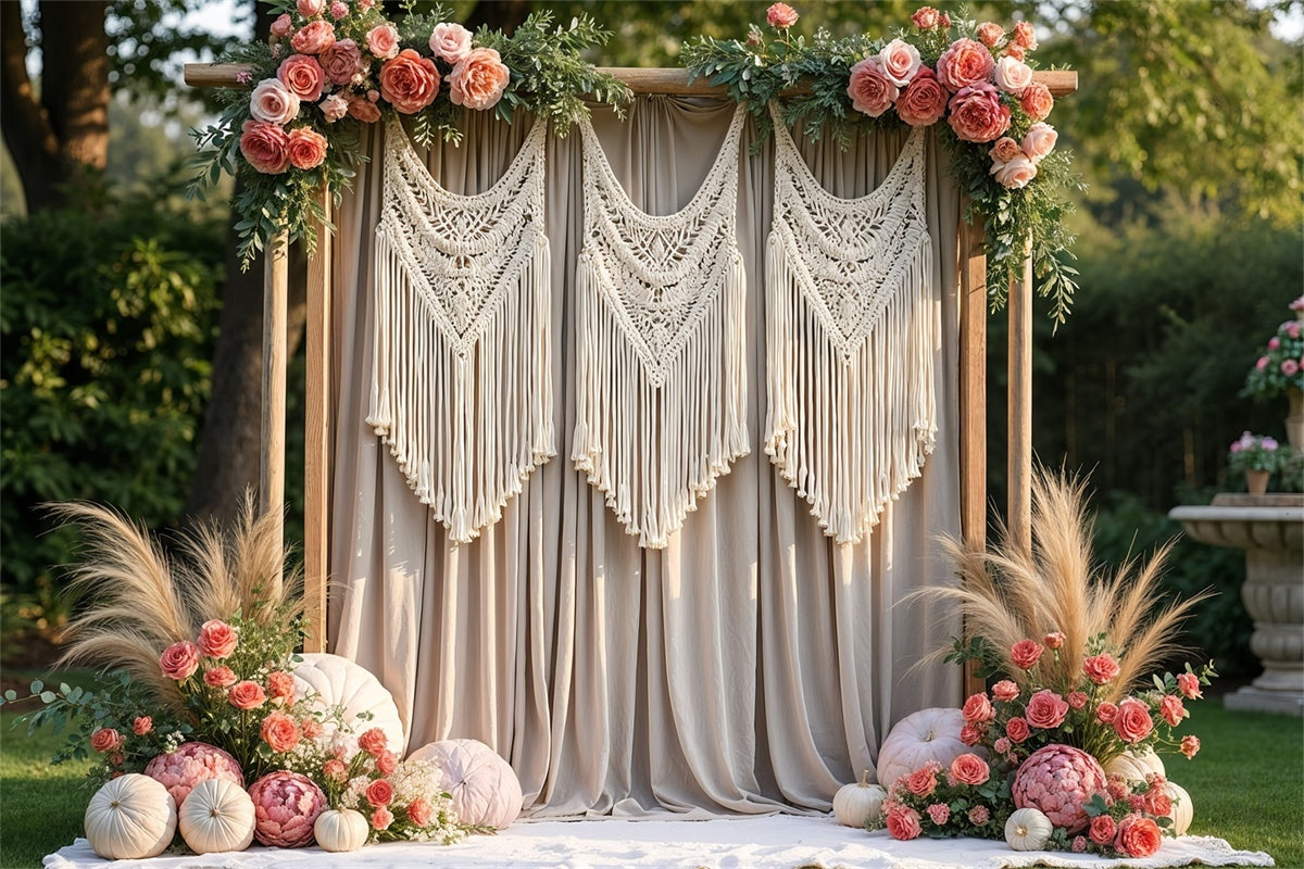Boho Backdrop Makramee Vorhang Floral Hintergrund GQ2-63