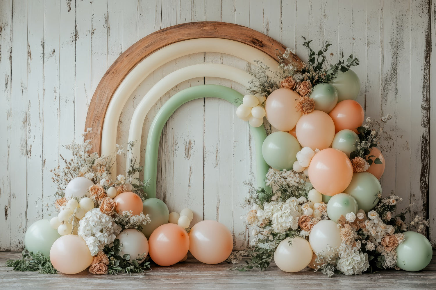 Boho Bogen Hintergrund Kulisse Ballon Blumen Fotografie Hintergrund GQ2-64