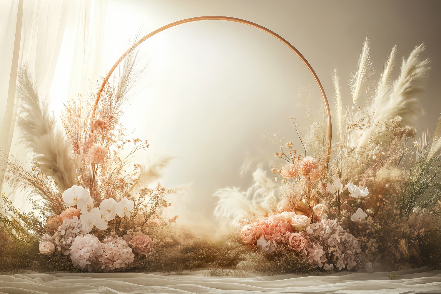 Boho Backdrop Ideen Blumen Kreis Fotografie Hintergrund GQ2-70