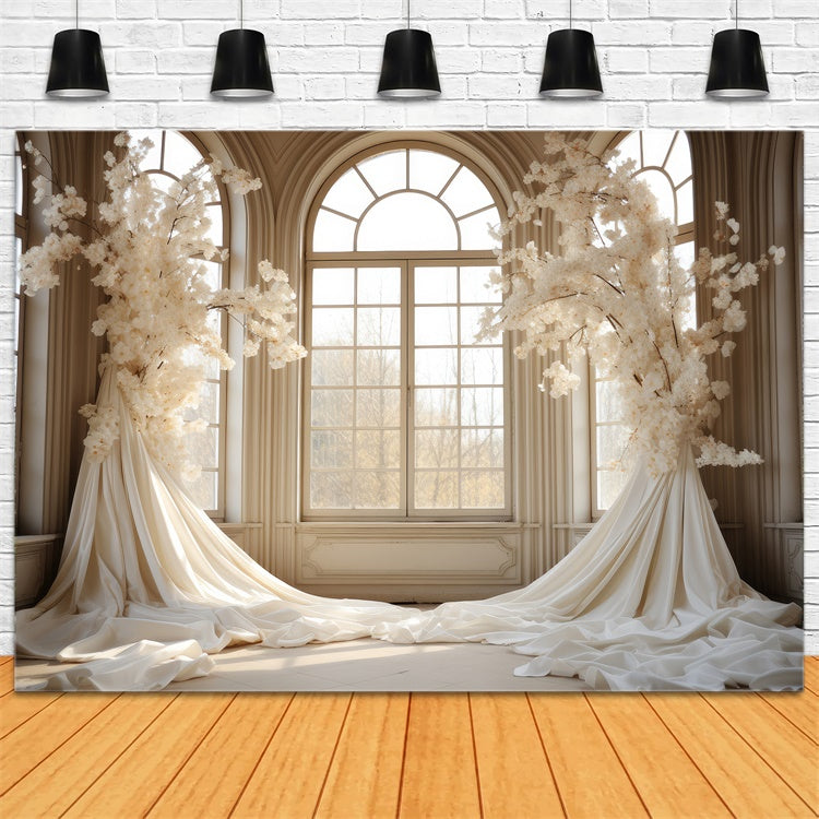 Muttertagskulisse Elegant Elfenbeinblüten Fensterhintergrund GQ2-94