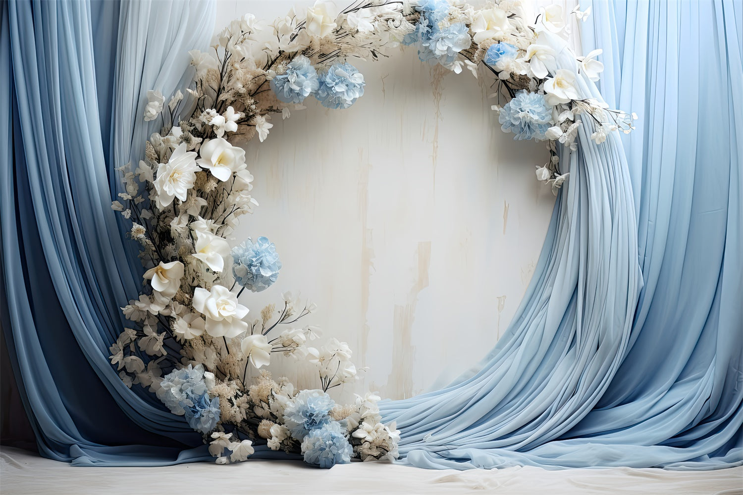 Hintergrund für Muttertag Soft Blue Drapes Flowers Backdrop GQ2-95