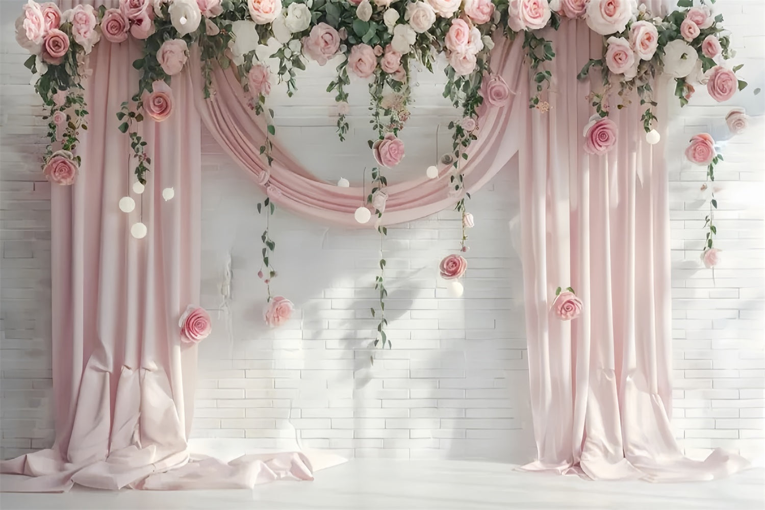 Hintergrundbilder für Muttertag Pastellrosa Blumenvorhang Hintergrund GQ2-99
