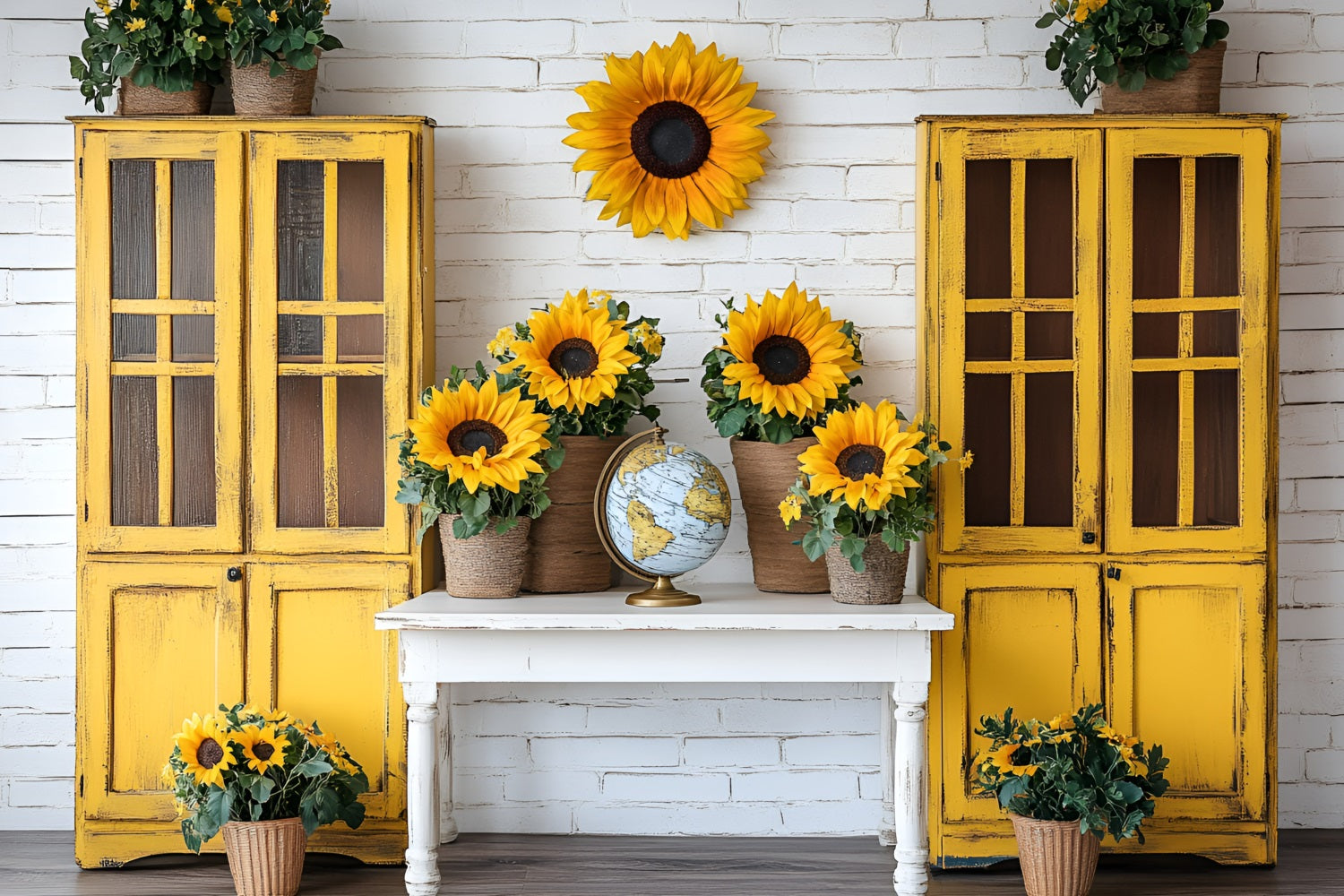 Hintergrund für Back To School Sonnenblume Klassenzimmer Rustic Hintergrund GQ3-116