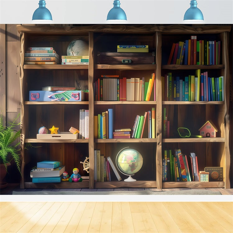 Back To School Backdrops Holz Bücherregal Studie Backdrop GQ3-126
