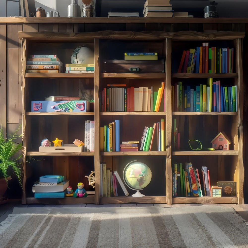 Back To School Backdrops Holz Bücherregal Studie Backdrop GQ3-126