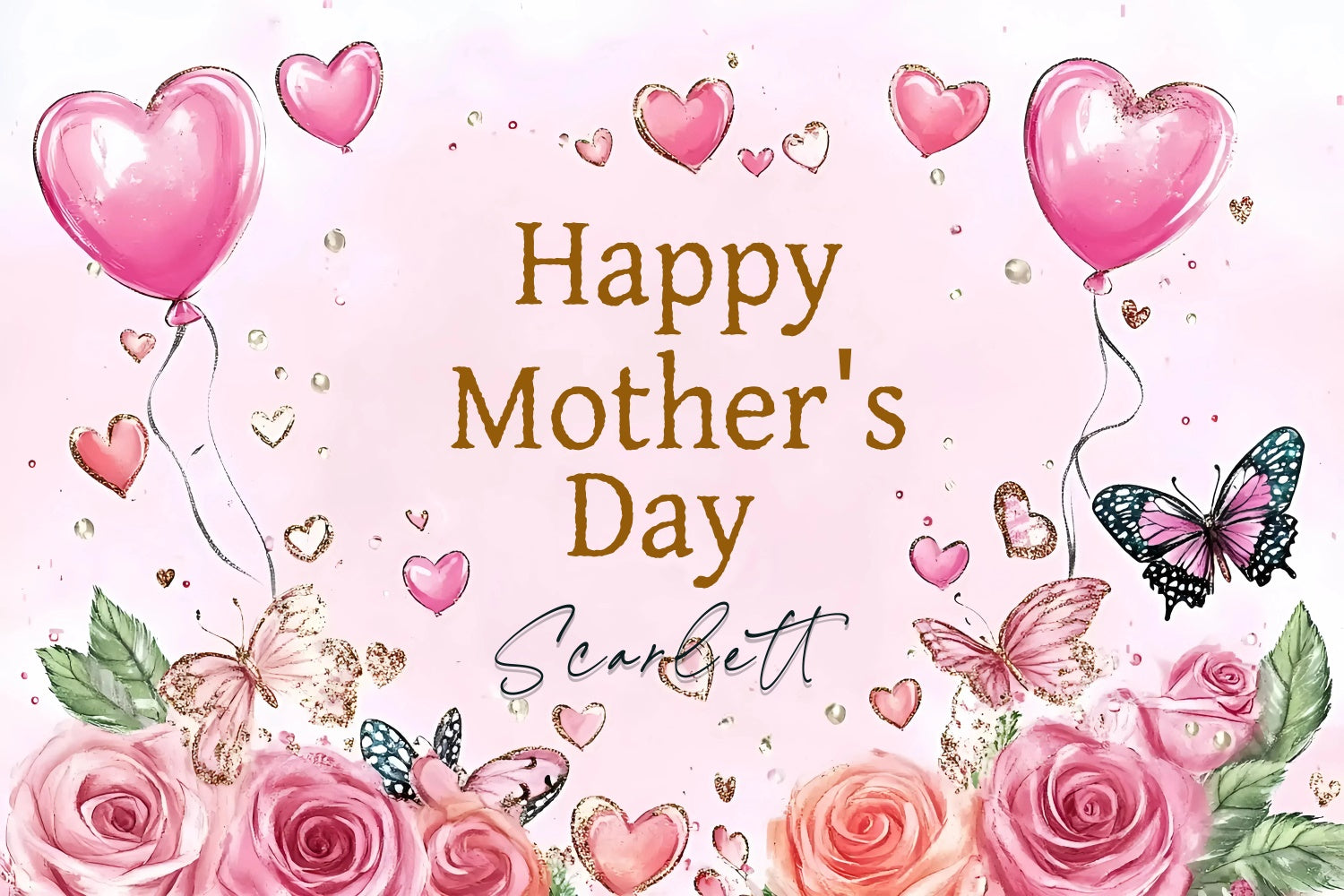 Muttertag Fotokulisse Rosa Schmetterling Rose Personalisierte Fotokulisse GQ3-201