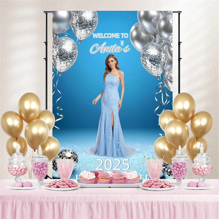 Prom Backdrop Glam Silber Ballon Graduation Party Customized Hintergrund GQ3-250