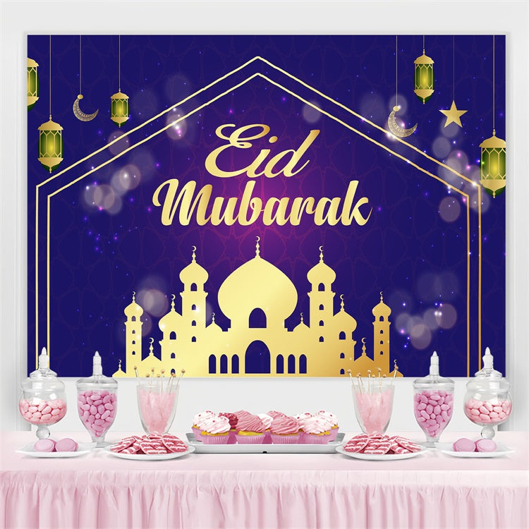 Eid Mubarak Backdrop Elegant Blau Eid Mubarak Backdrop GQ3-64