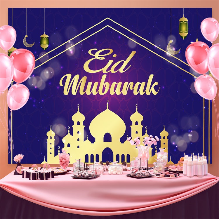 Eid Mubarak Backdrop Elegant Blau Eid Mubarak Backdrop GQ3-64