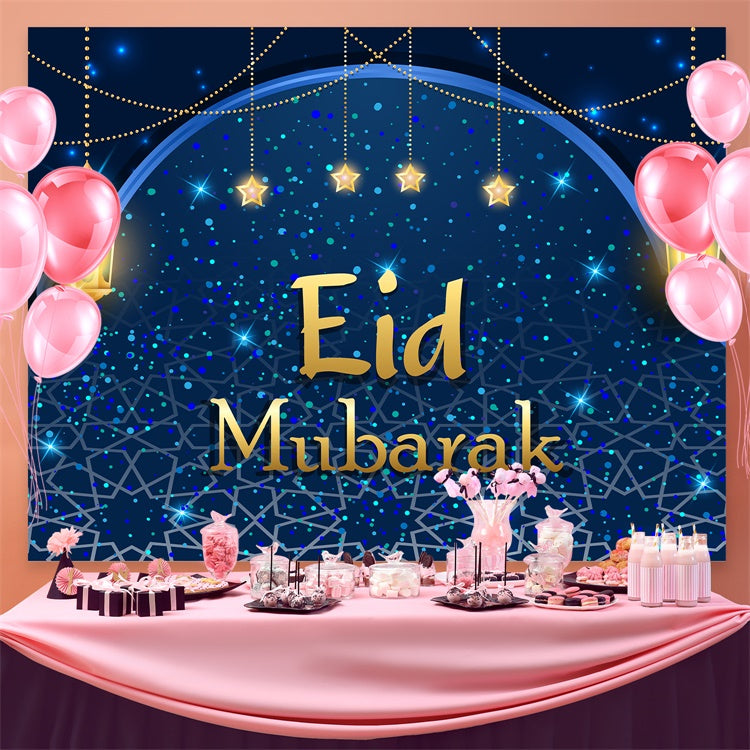 Eid Mubarak Backdrop Königsblau Festliche Nacht Eid Backdrop GQ3-68