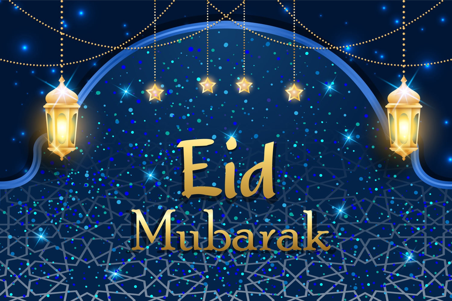 Eid Mubarak Backdrop Königsblau Festliche Nacht Eid Backdrop GQ3-68