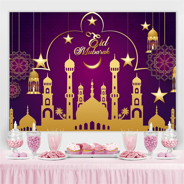 Eid Mubarak Backdrop Festival Hängelampen Lila Backdrop GQ3-85