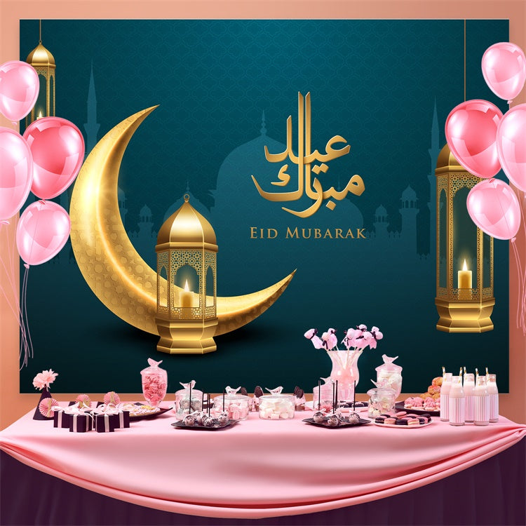 Eid Mubarak Backdrop Glühende Laternen Mondsichel Backdrop GQ3-89