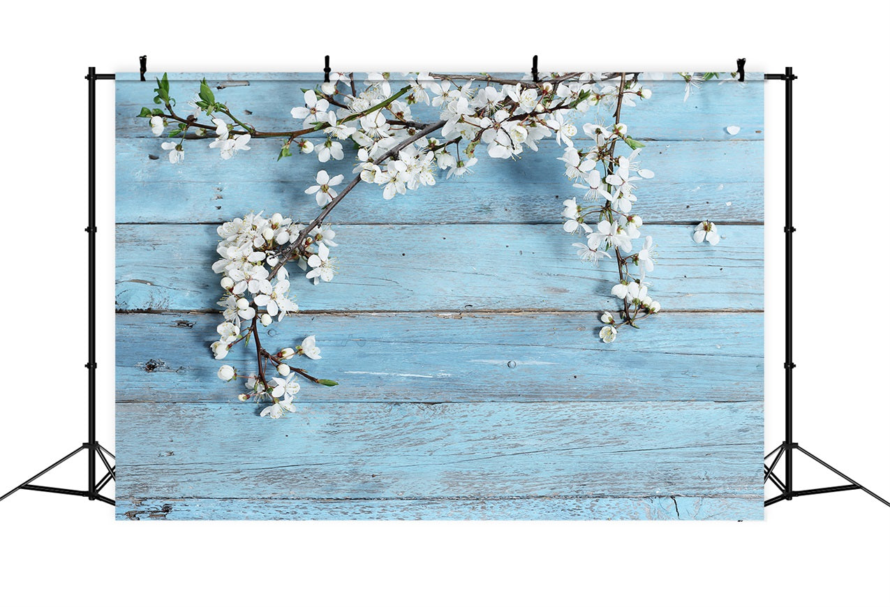 Rustikaler Holzhintergrund Floral Blue Backdrop GQ4-117