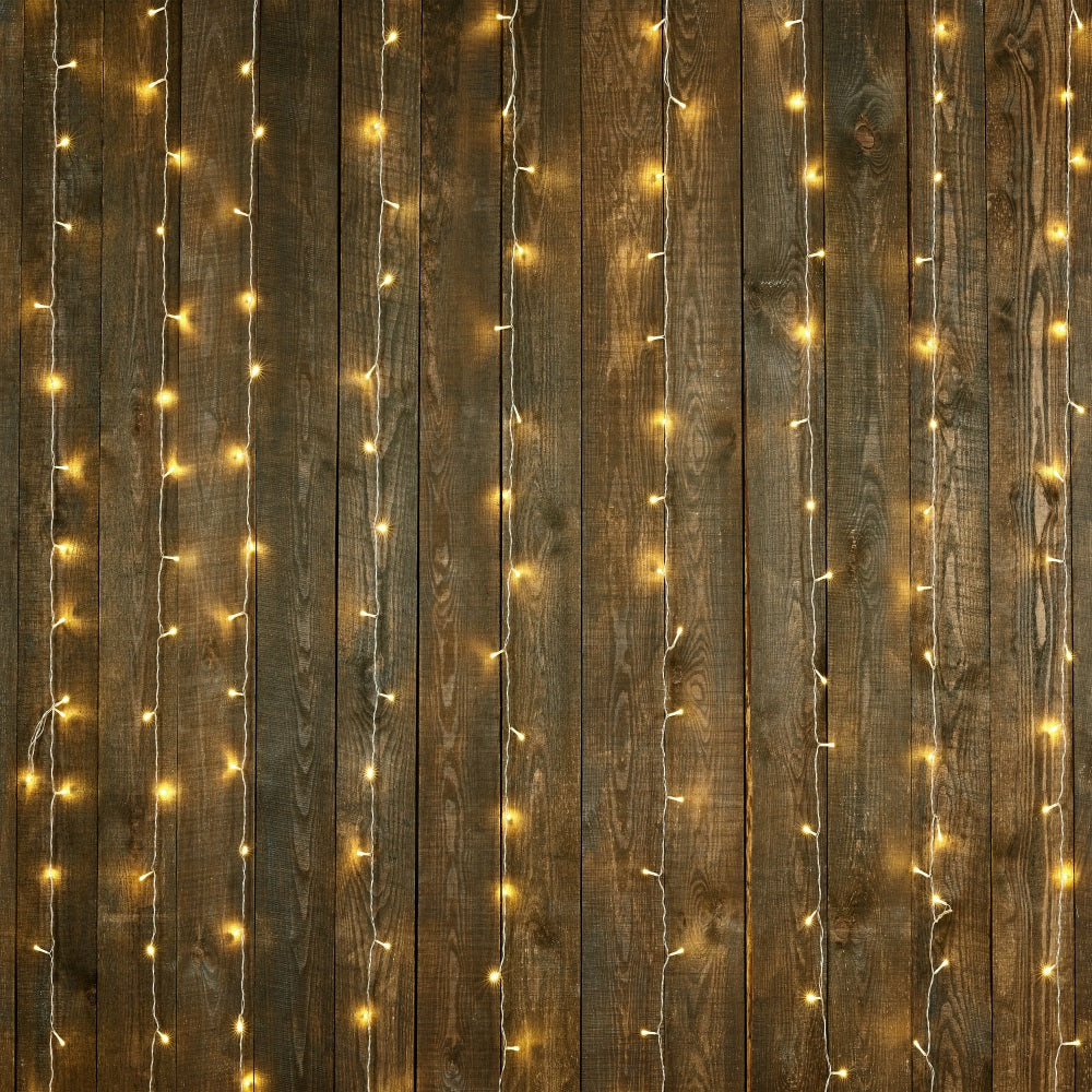 Dunkles Holz Backdrop Warme Lichterkette Backdrop GQ4-128