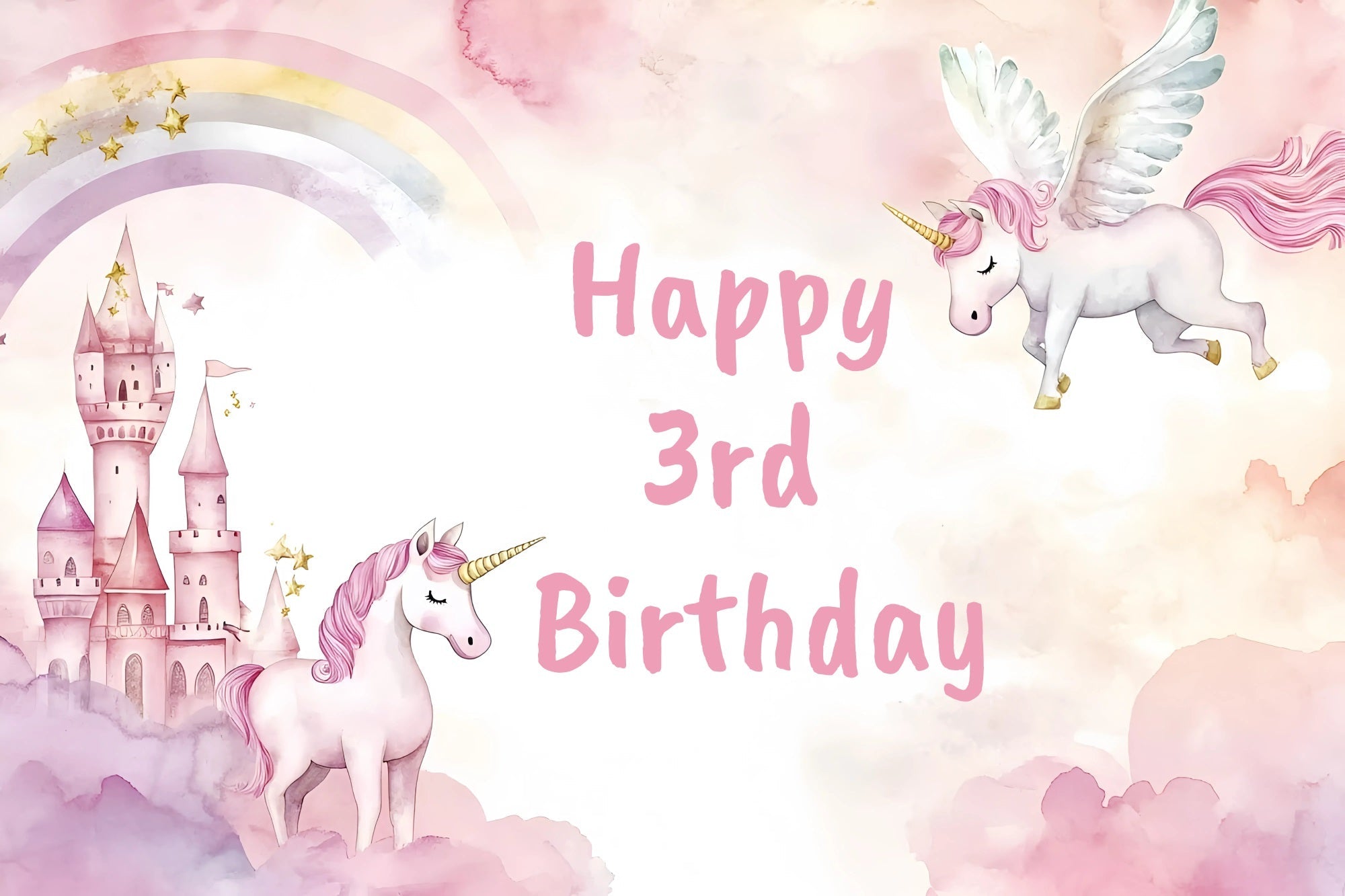 Alles Gute zum Geburtstag Backdrop Einhorn Schloss 3. Customized Backdrop GQ4-219