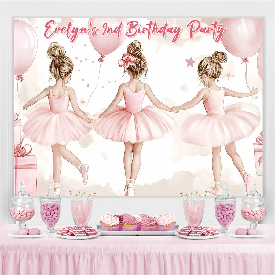 Custom Backdrop für Geburtstagsparty Pastell Ballett Mädchen Hintergrund GQ4-225