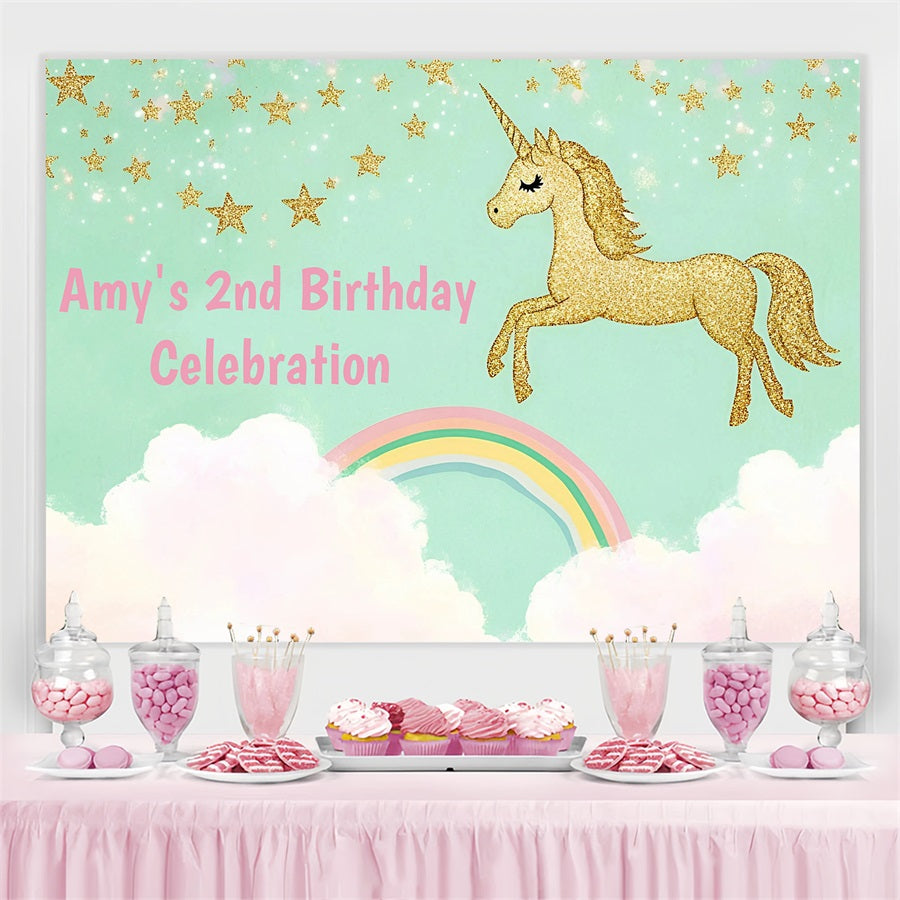 Personalisierte Geburtstag Fotohintergrund Magischer Himmel Einhorn Hintergrund GQ4-226