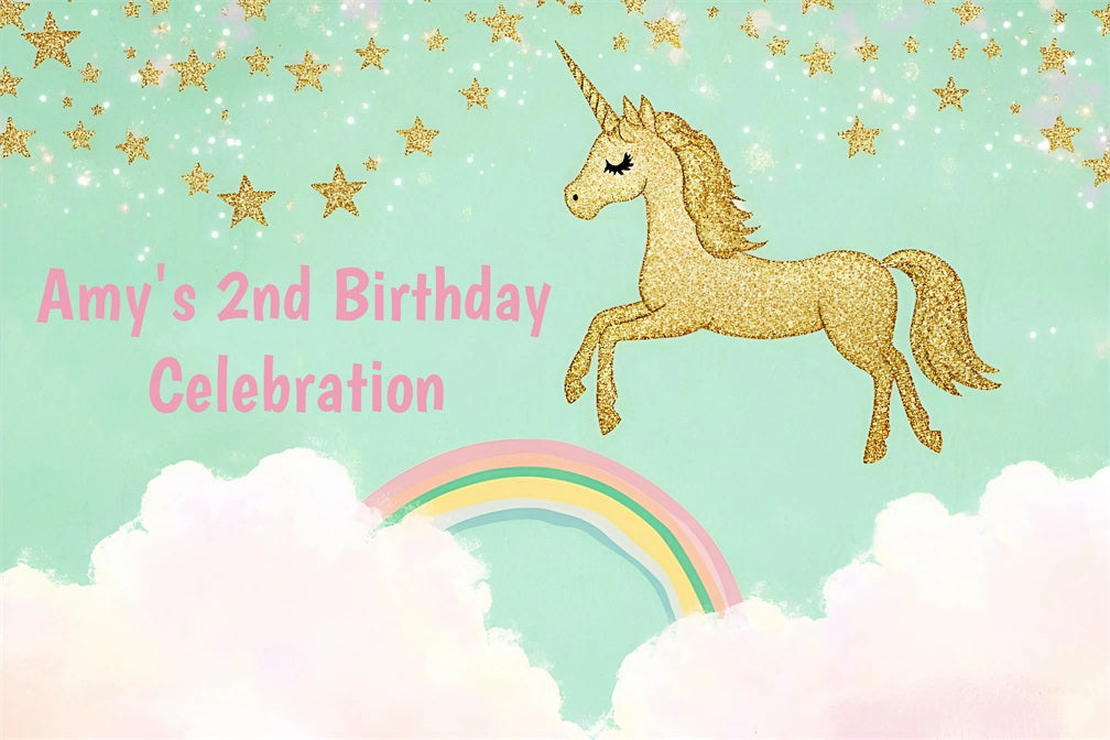 Personalisierte Geburtstag Fotohintergrund Magischer Himmel Einhorn Hintergrund GQ4-226