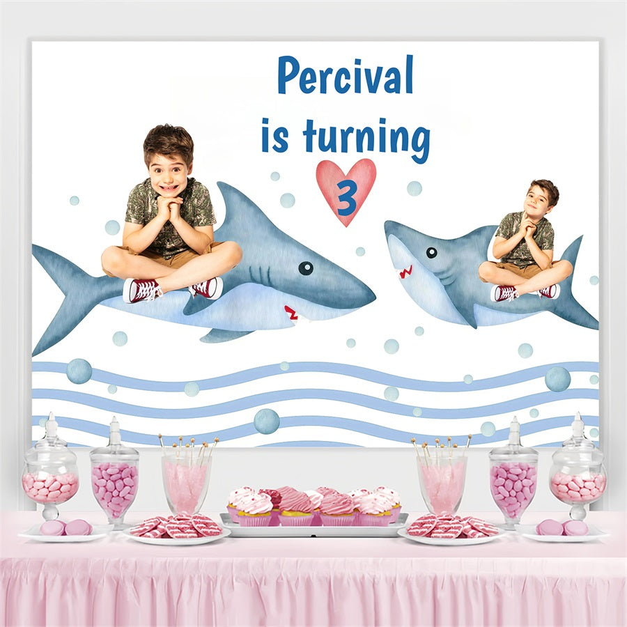Personalisierte Backdrop für Geburtstag Hai Spaß Party Hintergrund GQ4-231