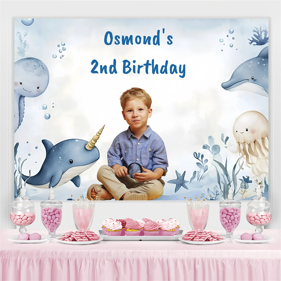 Personalisierte Geburtstag Backdrop Meerestiere Feier Backdrop GQ4-232