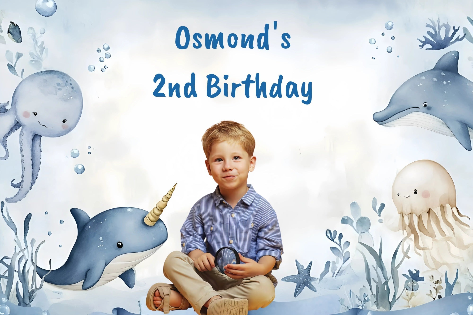 Personalisierte Geburtstag Backdrop Meerestiere Feier Backdrop GQ4-232