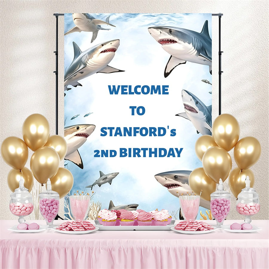 Customize Backdrop für Geburtstag Unterwasser Hai Party Hintergrund GQ4-242