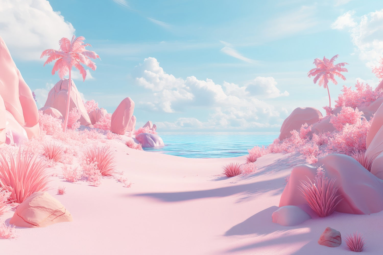 Sommer-Fotohintergrund Rosa Paradies Wolke Strand Hintergrund GQ4-250